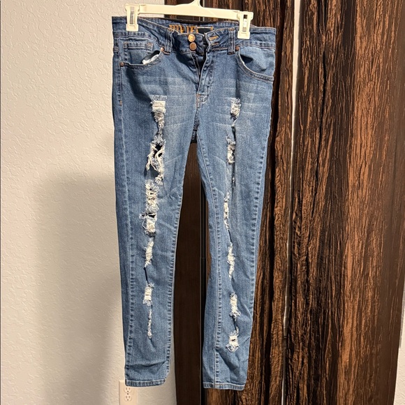 VIP Blue Distressed Skinny Jeans - Picture 1 of 4